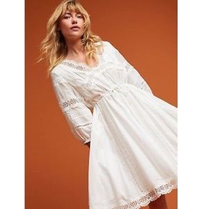 Anthropologie Eri + Ali White Peasant Dress Size S